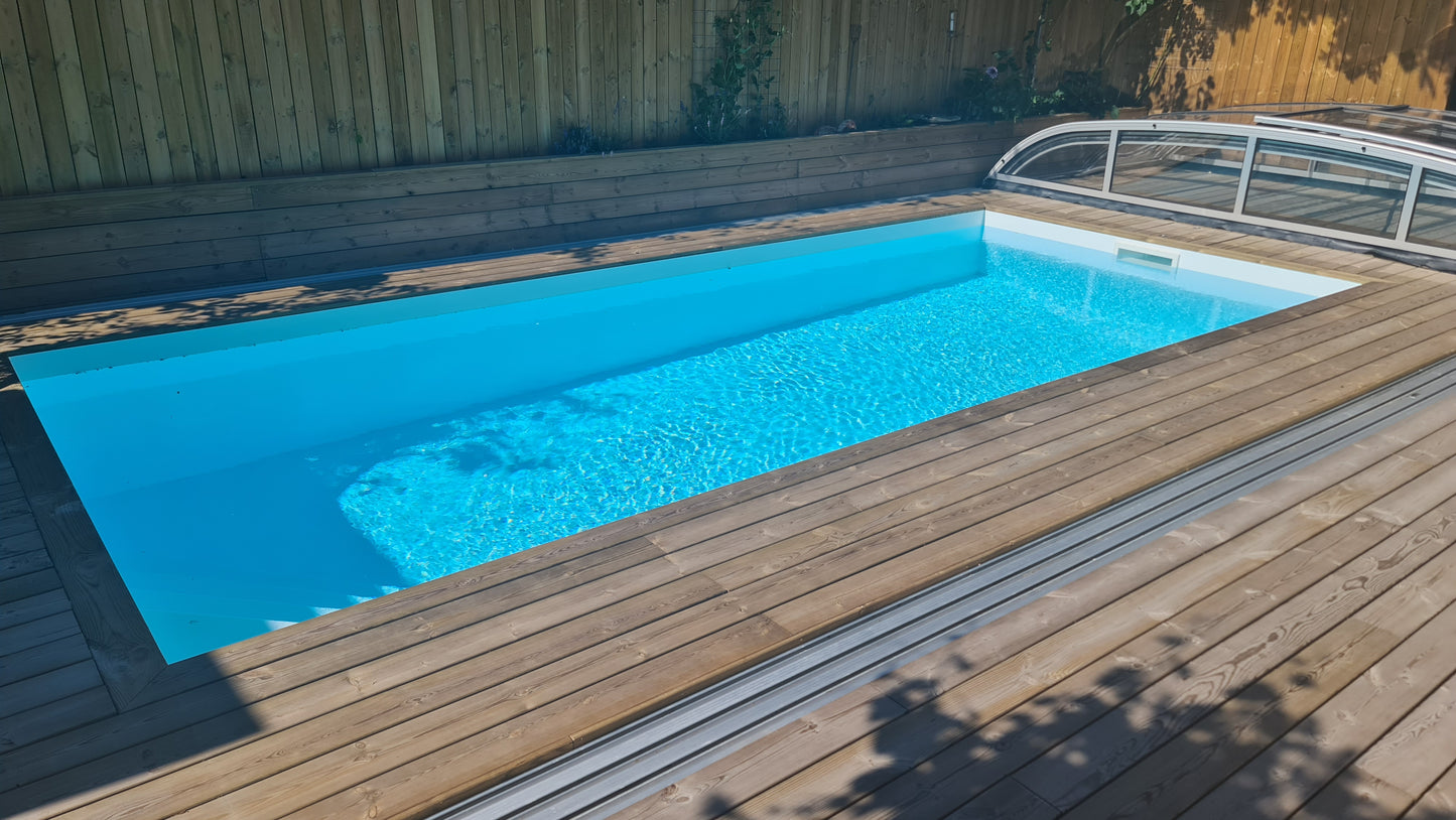Bassengovertrekk NIVO KIT 860B 4×8 (klart glass, sidedør)