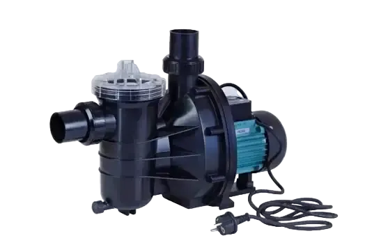 Brilix FXP cirkulationspump 14m3 för pool med svart plast, teal motor och klar lock