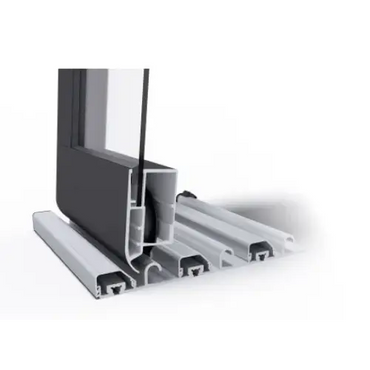 Extra skenor AIR för pooltak Klasik med dubbla skenor, svart silver aluminiumprofil i tvärsnitt