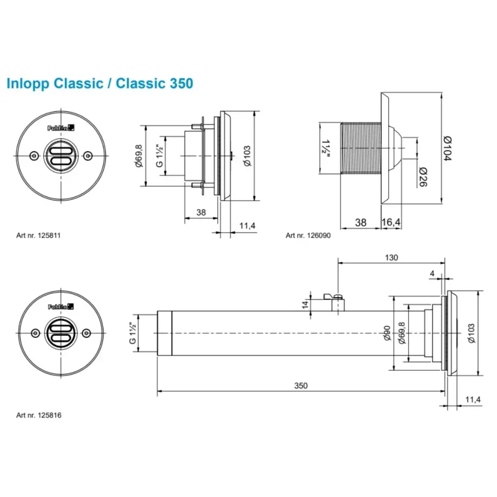 Pahlen inloppsmunstycke classic i rostfritt stål med kromfinish