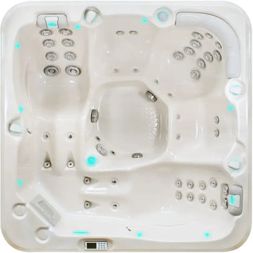 PassionSpa Relax Spabad Pure Collection i krämfärg med silverstrålar och blå LED-belysning