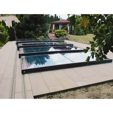 Moderna svarta ramade glas takpaneler för Pooltak Mästare PLUS 6×12, 6mm klarplast