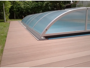 Pooltak NIVO KIT 1060WC silverramad, genomskinlig böjd poolöverdrag med ribbad textur