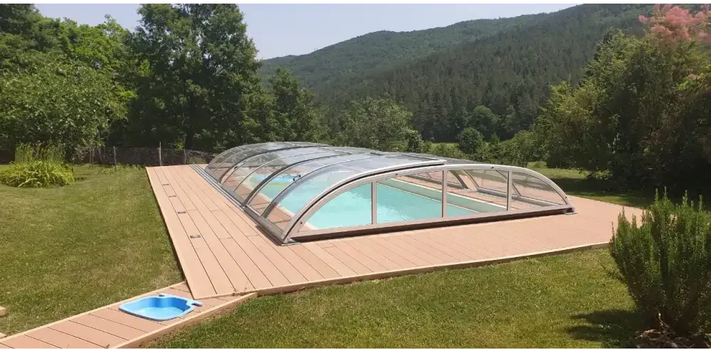 Nivo Kit 650B-pooltag – 3 x 6, klare paneler, sidedør, til pool