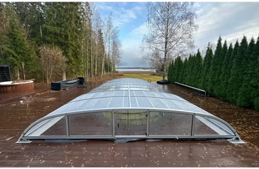 Silverramat transparent böjt pooltak Nivo Kit med modern design