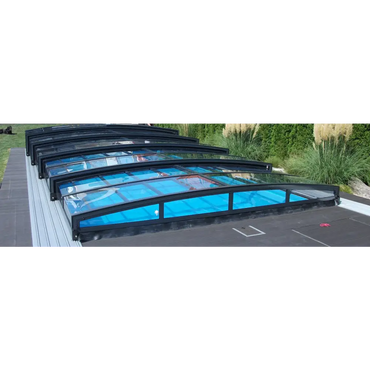 Pooltak Special 4x10 med antracit ram och klarplastpaneler