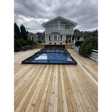 Pooltak Sydney 3.5×4.2 enkelskena antracit med genomskinlig poolglas ena sidan