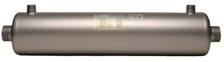 Silvrig cylindrisk vattenavhärdare Titan med minimal tryckförlust och maximal energieffektivitet