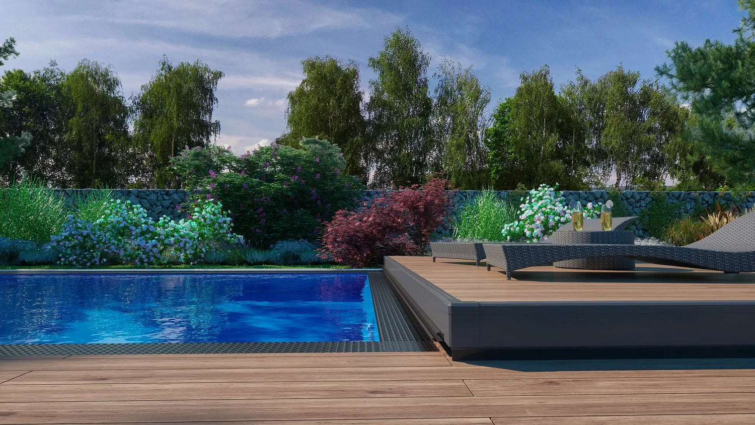 Møblerbar poolterrasse