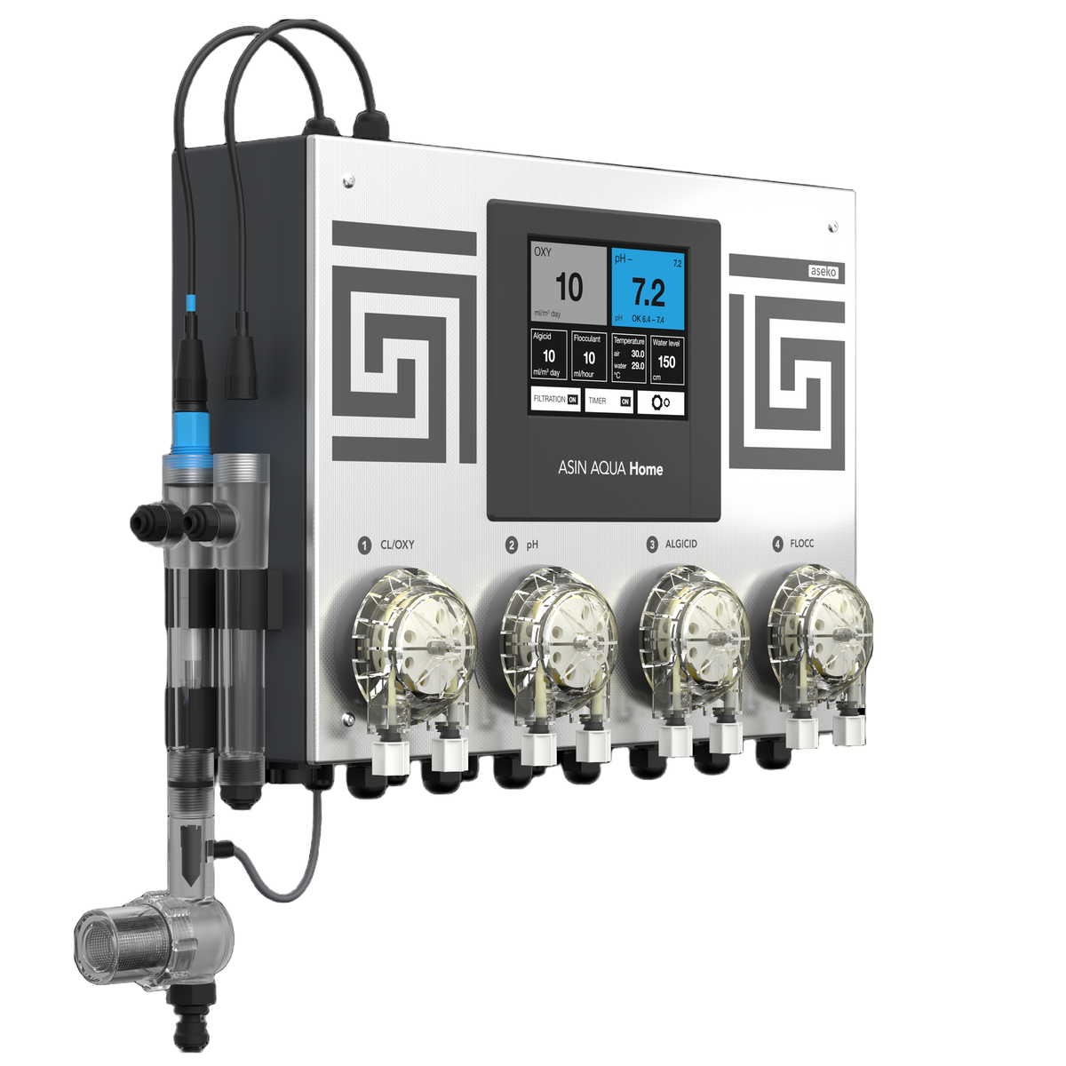 Doseringsstation ASIN Aqua Home för syrebaserad rening, fyra pumpar