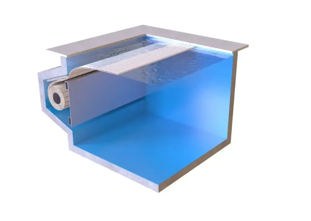 Blå Aquatop nersänkt pool med extern motor, 60x14mm ram och filtrering