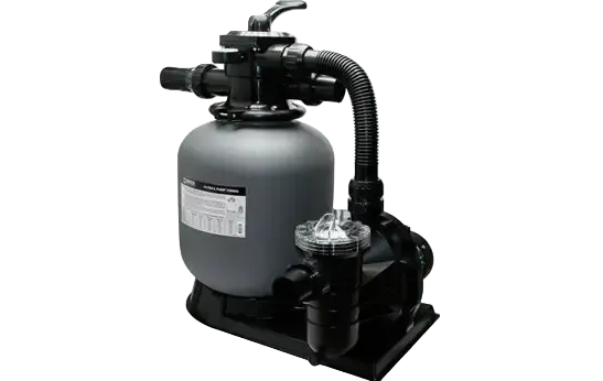 Brilix FSP350-kombination af sandfilter og pumpe – grå cylindrisk form, sort bund