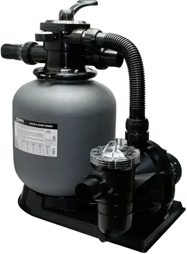 Brilix FSP350-kombination af sandfilter og pumpe – sort bund, sandfilter, slanger, cylindrisk form