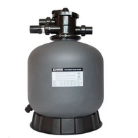 Grå Brilix P350 sandfilter med svarta fästen och räfflad bas