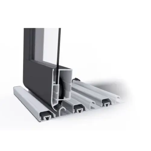 Dubbla skenor för pooltak Klasik i svart och silver aluminium, snittvy