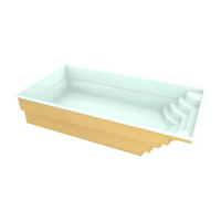 Glasfiberpool Aruba 700 rektangulär pool 7,20m x 3,70m x 1,50m med guld ytter och vit interiör