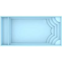 Ljusblå rektangulär bricka med kurvade kanter för Aruba Plus trädgårdspool