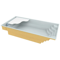 Rektangulär inground Glasfiberpool Aruba Plus 8x3,7x1,5m med beige väggar