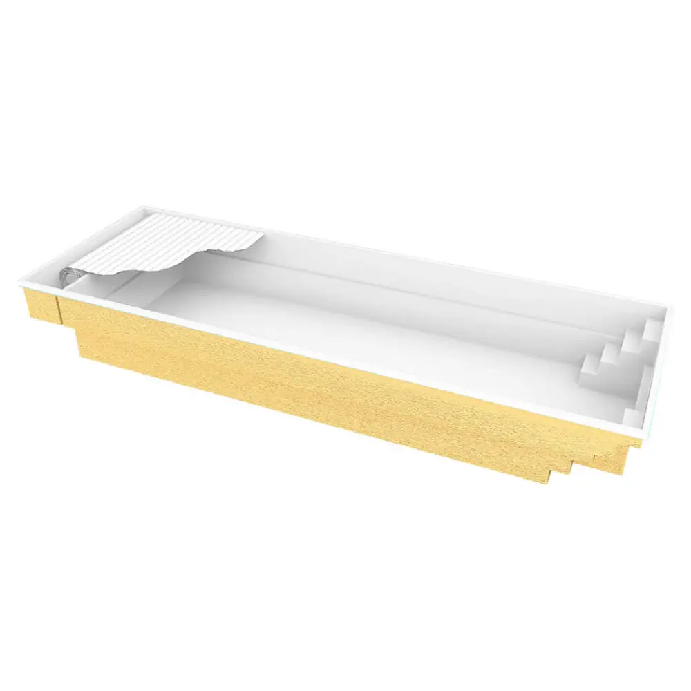 Gul Bahama trädgårdspool 11,10x3,75x1,50m med vit interiör