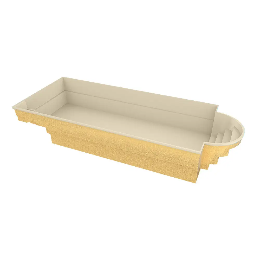 Beige och guld texturerad Glasfiberpool Barbados med kurvade steg