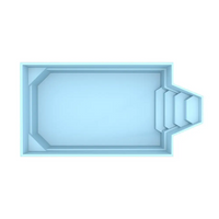 Ljusblå Glasfiberpool Grenada 600 med intressant form och pooltak, 6x3m