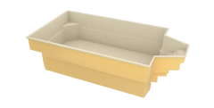 Grenada-glasfiberpool – spændende form, behagelige siddepladser, beige inderside