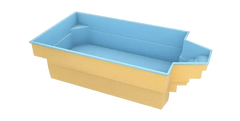 Grenada-glasfiberpool – spændende form, behagelige siddepladser, tofarvet design