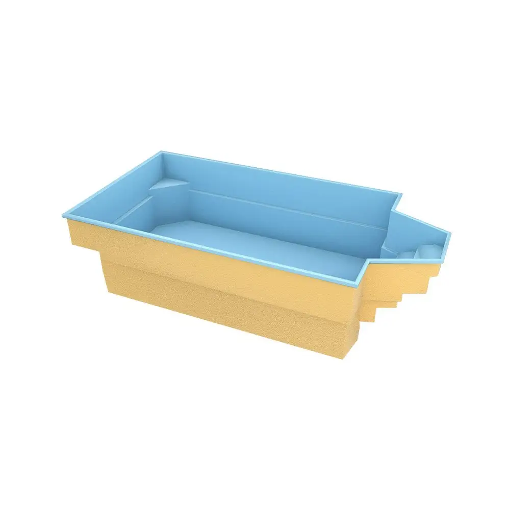 Glasfiberpool Grenada 700 medelstor pool i tvåtonat blått och gult