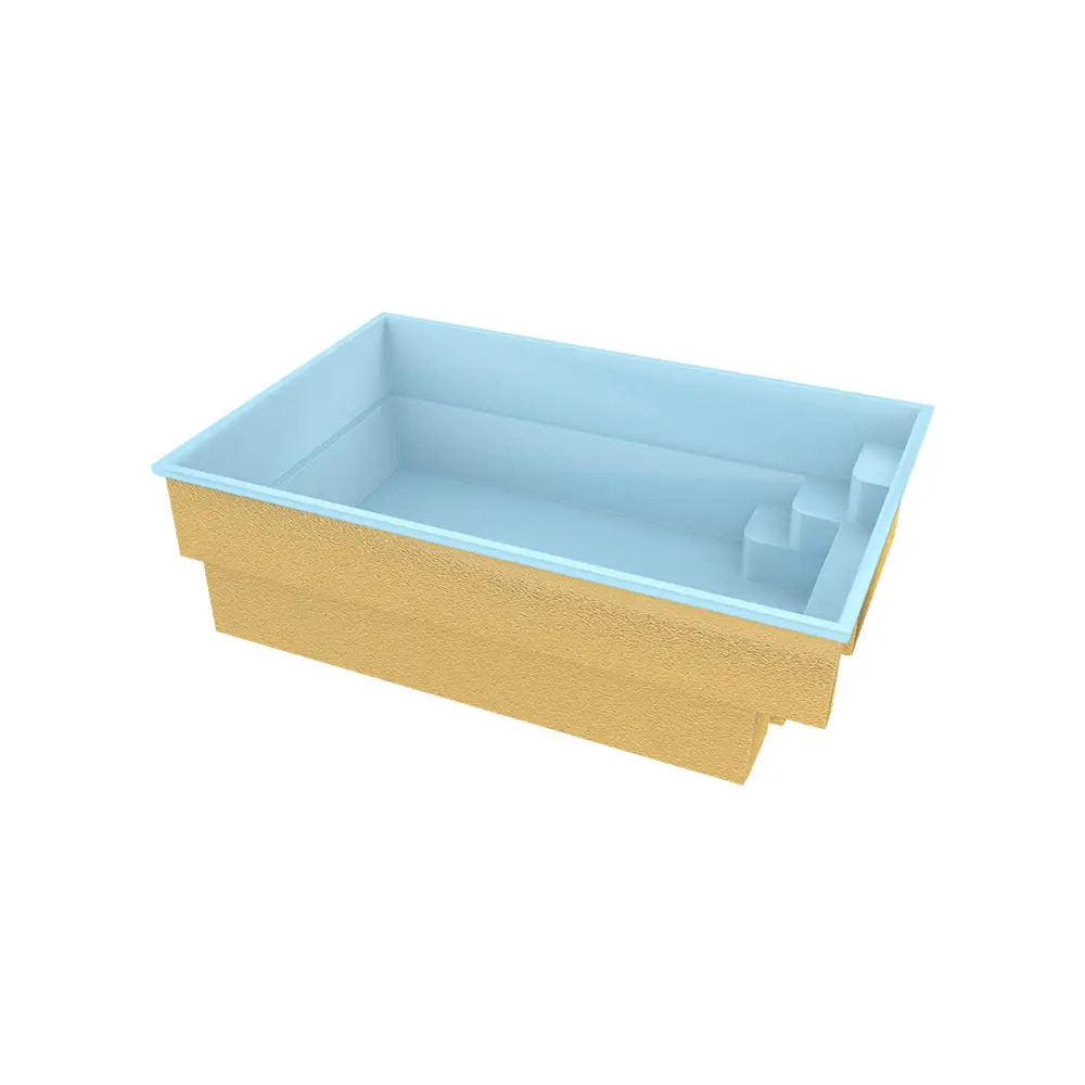 Glasfiberpool Mini Victoria 4,20x2,70x1,30m rektangulär med blå insida och gyllene textur