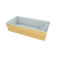 Glasfiberpool Papeete 600 med guld textur, vit interiör och inbyggda steg