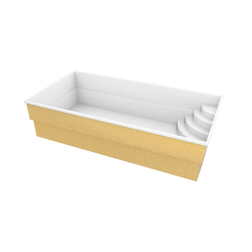 Glasfiberpool Papeete 600 med guldtexturerad exteriör och vit interiör