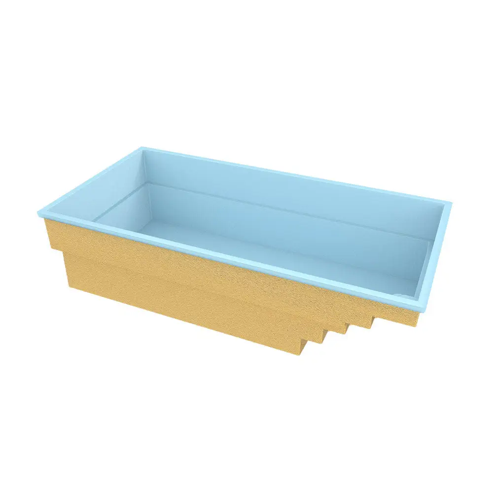 Glasfiberpool Saba med klart blått vatten i vitkaklad pool