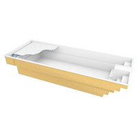 Gul Trinidad trädgårdspool 9,70m x 3,70m med inbyggt poolöverdrag