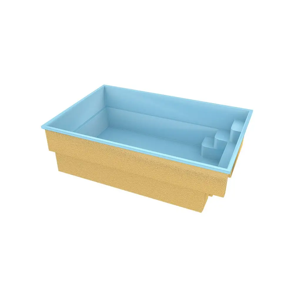 Glasfiberpool Victoria 4,70m x 2,70m x 1,30m med rektangulär blå pool