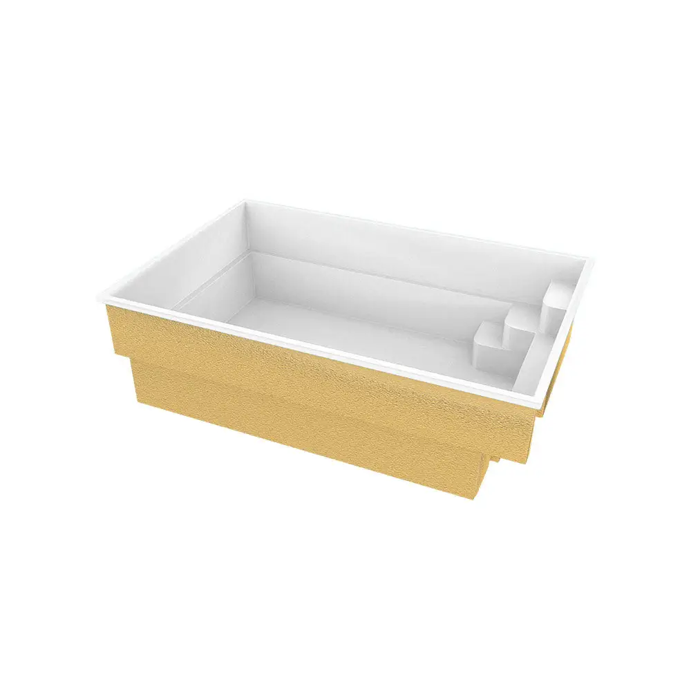 Gul glasfiberpool Victoria 4,70m x 2,70m x 1,30m med trappsteg