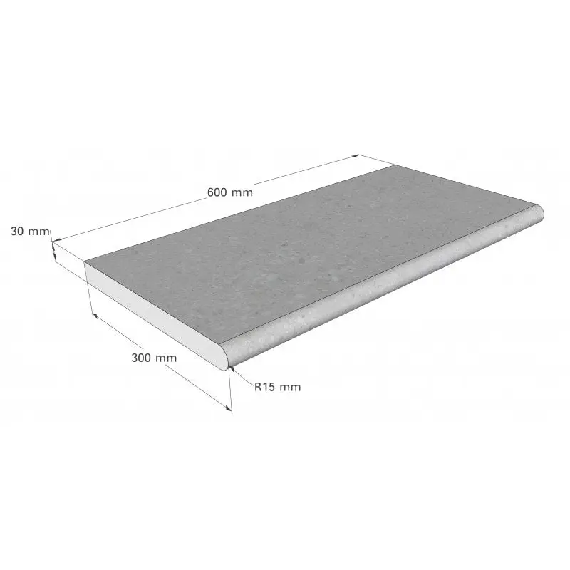Grå betongkantsten Natura Kiruna paket 600x300x30 mm