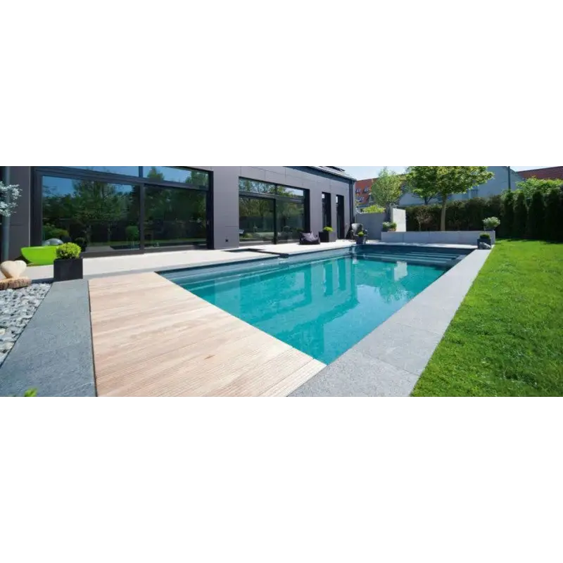 Rektangulär Natura Napoli Paket med turkost vatten, trädeck och grå stenplattor