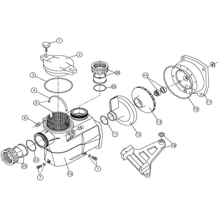 Kripsol KSE100 poolpump i svart plast med rostfritt stål-komponenter