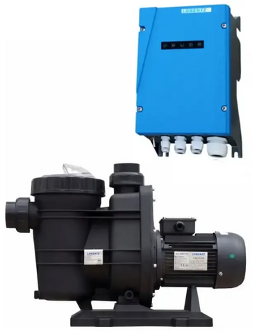 Lorentz PS2-1800 solcellepumpepakke med høj maksimal virkningsgrad – sort pumpe med motor og panel