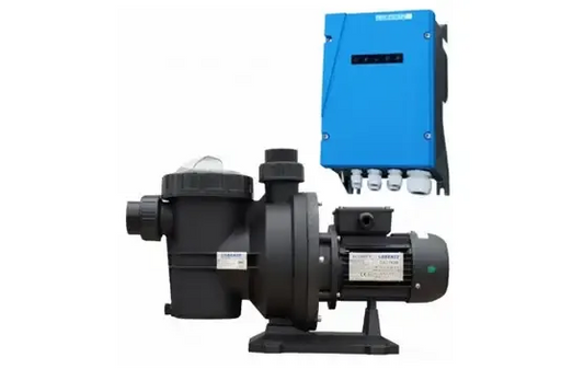 Lorentz PS2-600-solcellepumpepakke – sort poolpumpe, blåt kontrolpanel
