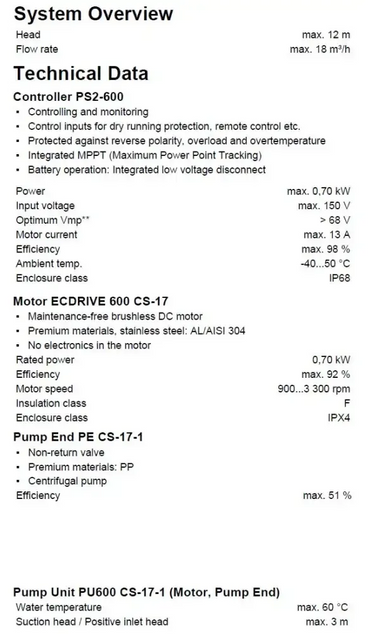 Lorentz PS2-600-solcellepumpepakke med PS2-600-styreenhed