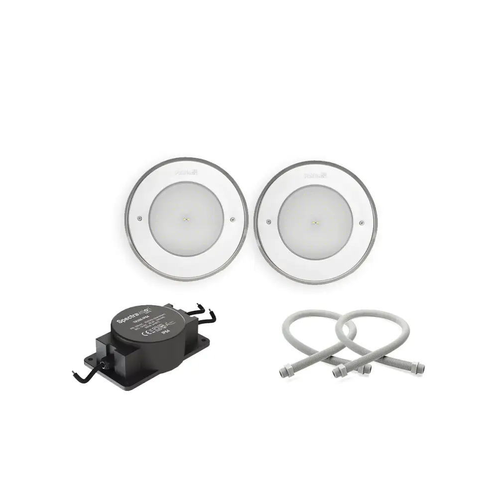 Pahlen belysningspaket bas med två infällda vita LED-lampor och svart kontrollenhet