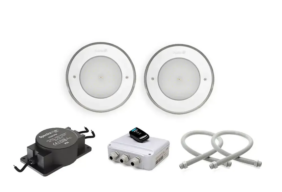 Hver pakke indeholder fire indbyggede LED-lamper med metalrammer
