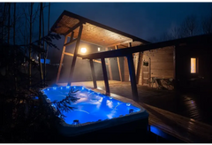 PassionSpa Activity 2 Deep-swimspa – blå belysning, træterrasse, overdækket terrasse
