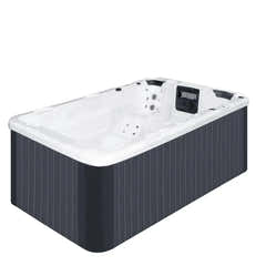 PassionSpa Aquatic 1 Eco-swimspa – moderne design, hvid inderside, mørkegrå stribet yderside