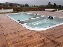 PassionSpa Aquatic 3 Deep-swimspa – sølvfarvet ramme, træterrasse