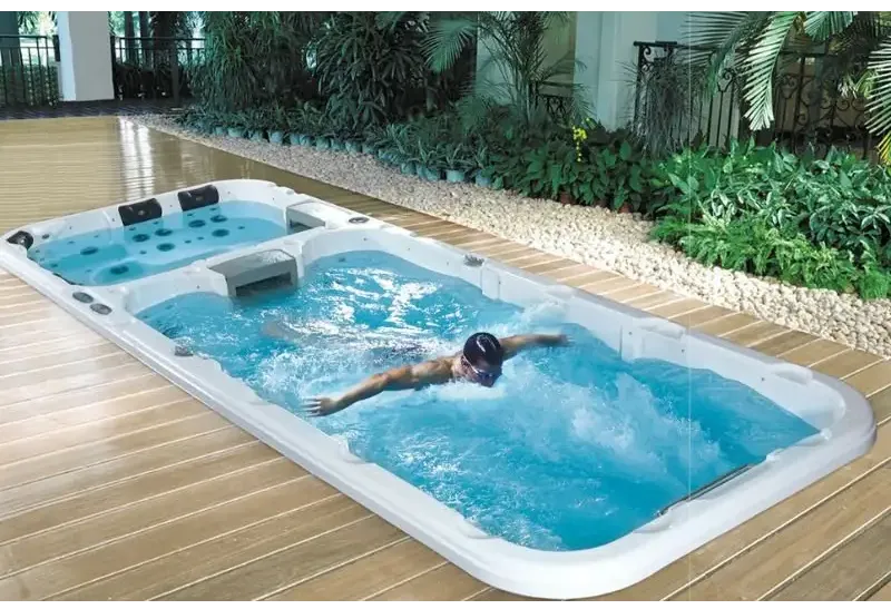 PassionSpa Aquatic 3-swimspa – Sport Collection, hvid overflade, blåt vand, svømmedyser