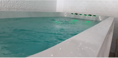 PassionSpa Dynamic Deep-swimspa – hvid overflade, hvid inderside, grøn LED-belysning