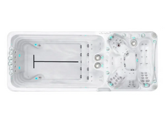 PassionSpa Dynamic Deep-swimspa – hvid overflade, hvid inderside, indbyggede siddepladser, massagedyser, blå belysning