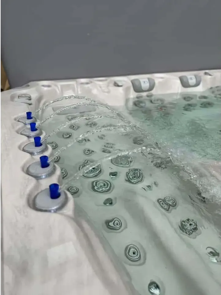 PassionSpa Ecstatic Mighty Wave-spabad – hvid overflade, Exclusive Collection, blå massagejets, hvirvlende vand